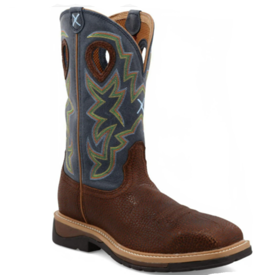 Twisted X 12" Pull-On Blue Multi Square Steel Toe