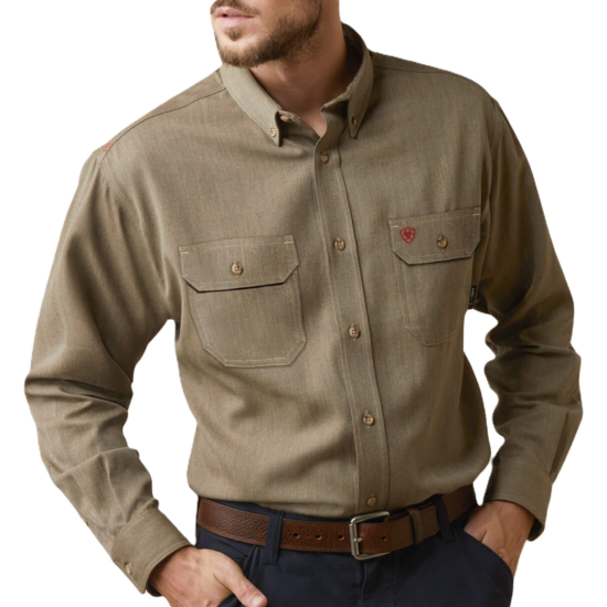 Ariat FR CAT 2 Air Inherent Khaki Heather Button Down