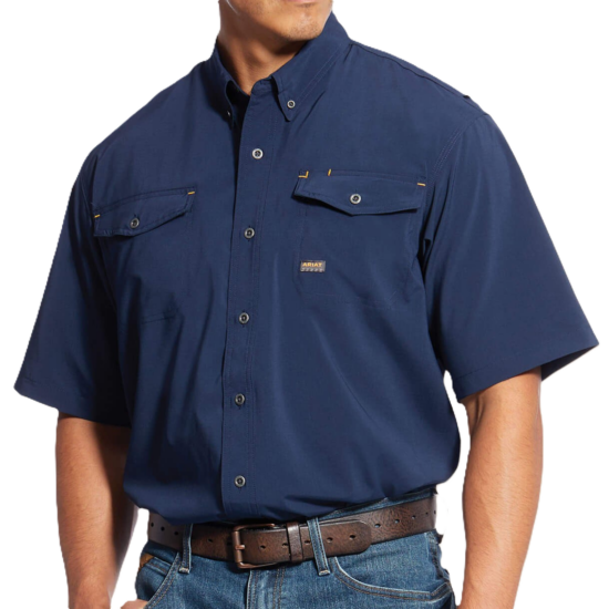 Ariat Rebar Made Tough VentTEK DuraStretch Navy Work Shirt