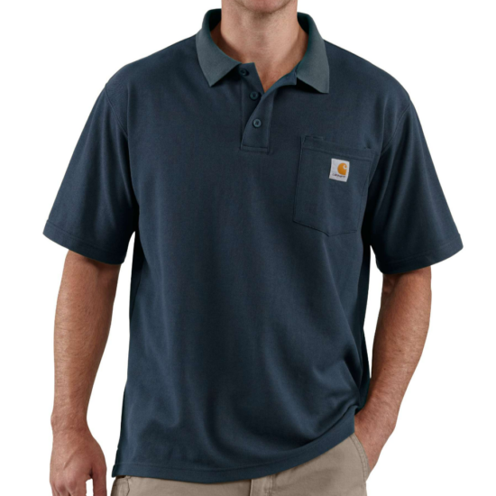Carhartt Midweight Short Sleeve Pocket Navy Polo