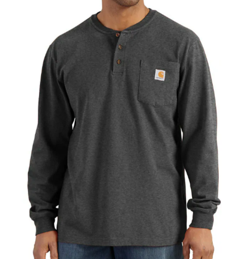 Carhartt Heavyweight Long Sleeve Pocket Carbon Henley T-Shirt