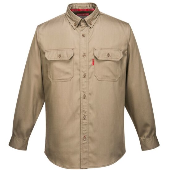 Portwest FR CAT 2 Bizflame Khaki Button Down